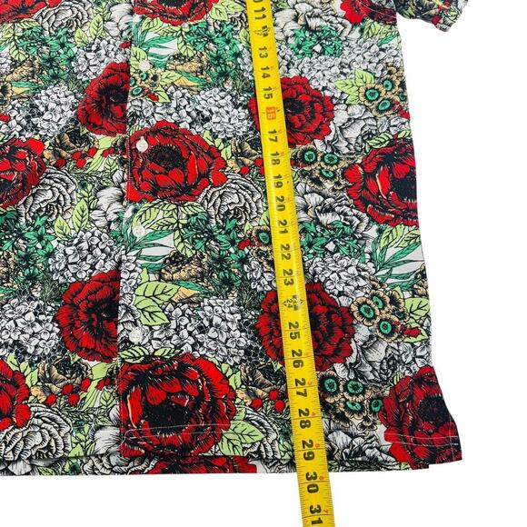 Good Vibes Men’s Hawaiian Aloha Button-Up Shirt Floral Red Green Black Size L - Picture 5 of 6